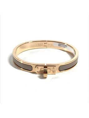 Hermes Bracelet Mini Clic Kelly PM Mini Metal Brown Glace Beige